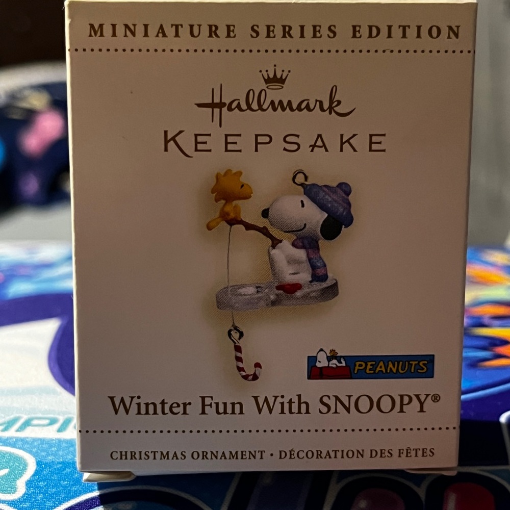 2006 Miniature Hallmark Keepsake Ornament XMAS Winter Fun With Snoopy #9 FISHING